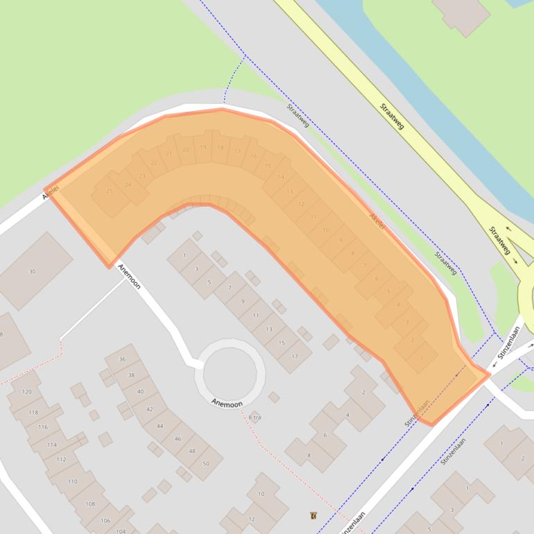 Kaart van postcodegebied 3621RA.