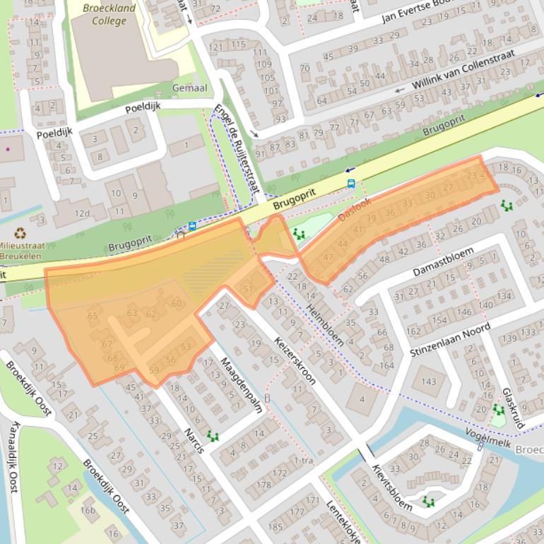 Kaart van postcodegebied 3621RR.