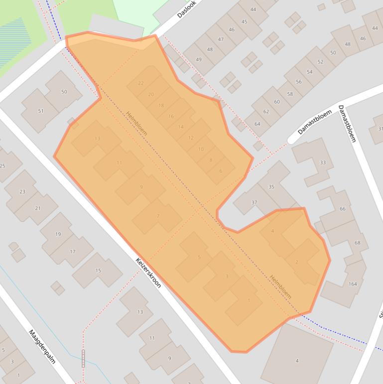 Kaart van postcodegebied 3621RZ.