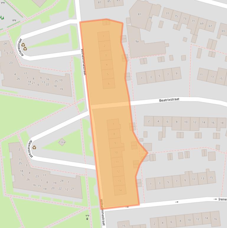 Kaart van postcodegebied 3621VD.