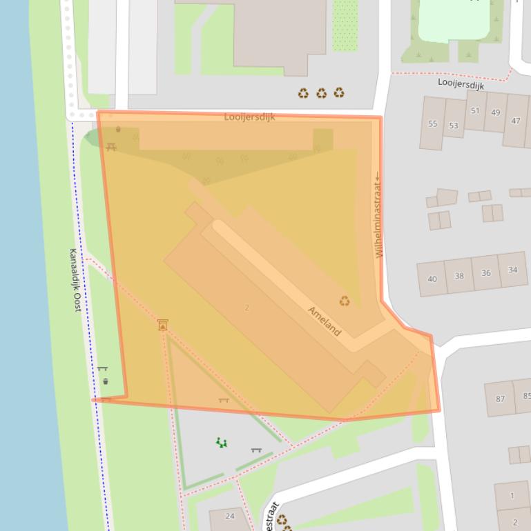 Kaart van postcodegebied 3621VM.