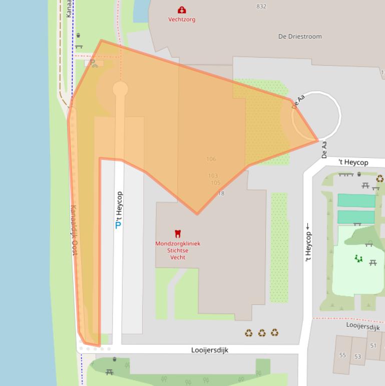 Kaart van postcodegebied 3621WD.