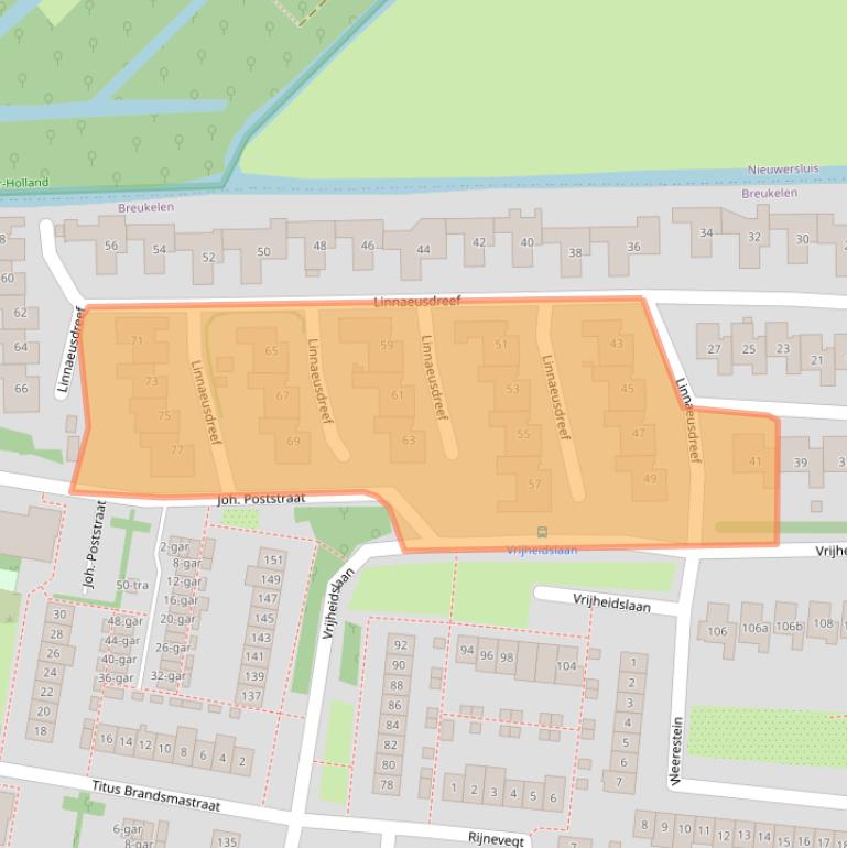 Kaart van postcodegebied 3621XV.