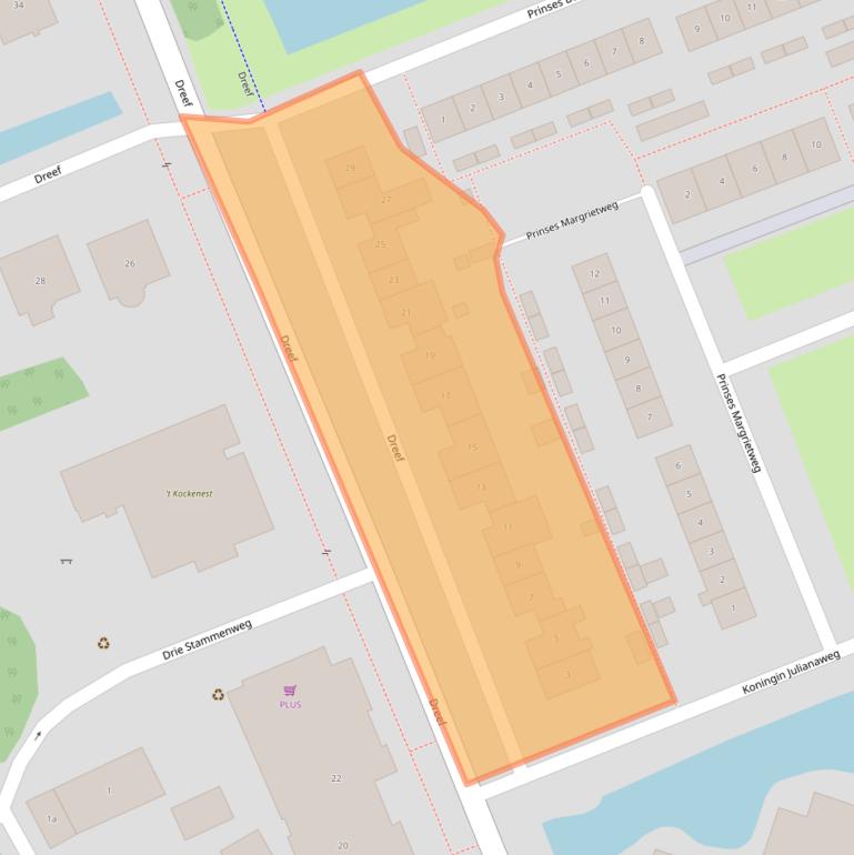 Kaart van postcodegebied 3628BJ.