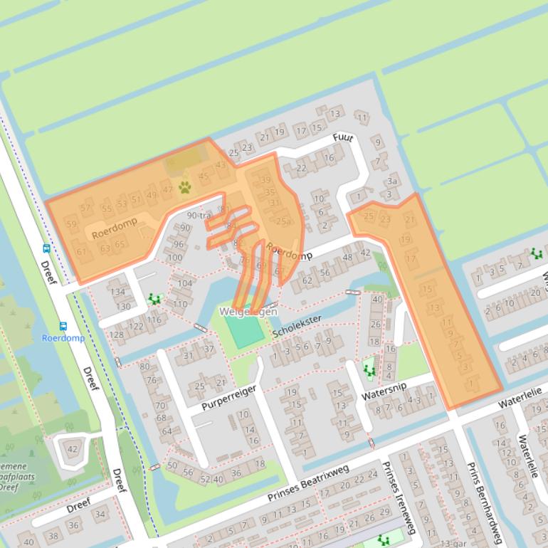 Kaart van postcodegebied 3628CA.