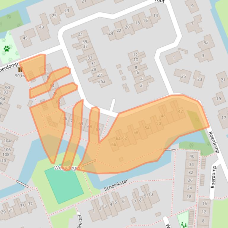 Kaart van postcodegebied 3628CJ.