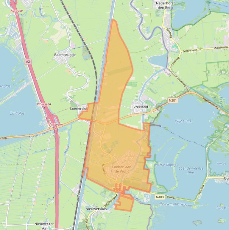 Kaart van postcodegebied 3632.