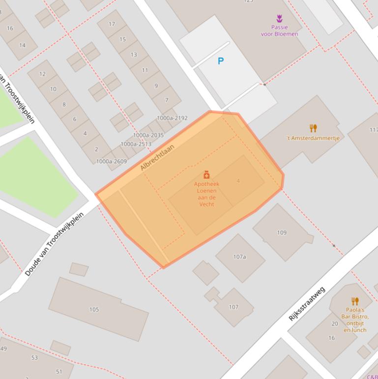 Kaart van postcodegebied 3632BB.