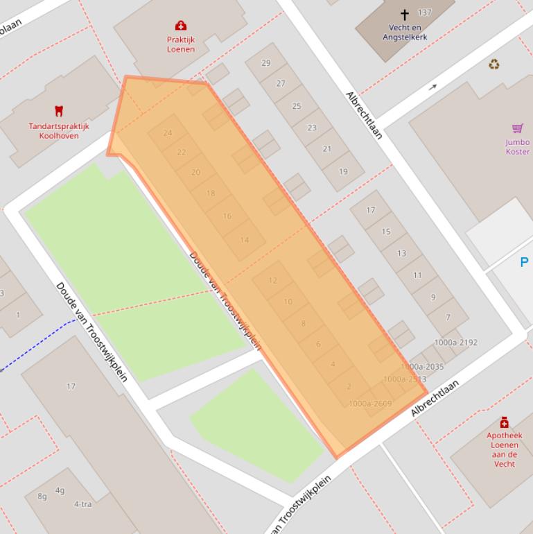 Kaart van postcodegebied 3632BD.