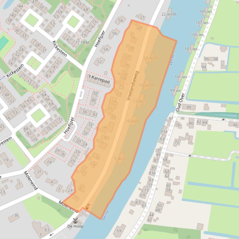 Kaart van postcodegebied 3632EP.