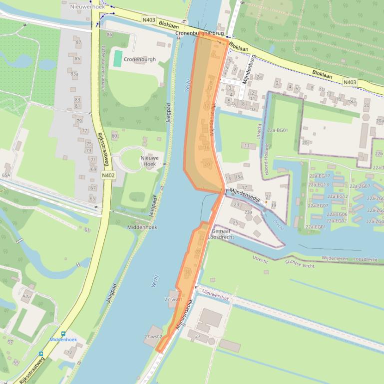 Kaart van postcodegebied 3632NV.