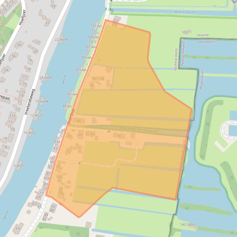 Kaart van postcodegebied 3632VE.