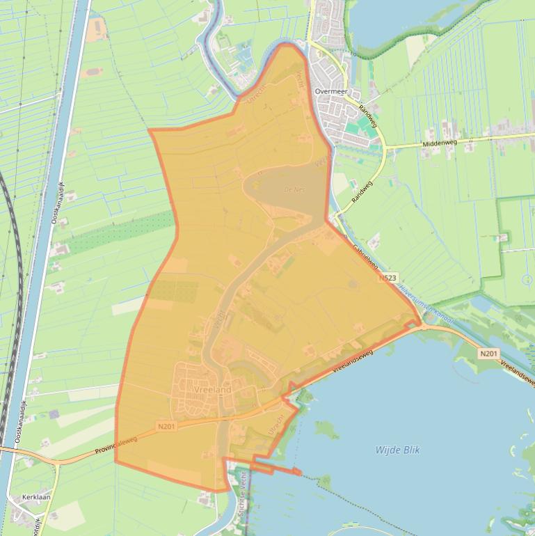 Kaart van postcodegebied 3633.