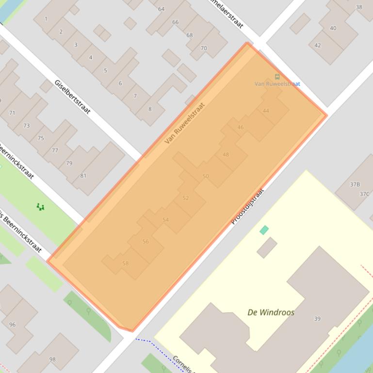 Kaart van postcodegebied 3641AW.