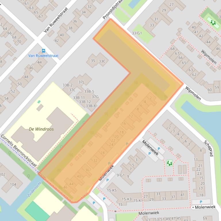 Kaart van postcodegebied 3642BR.