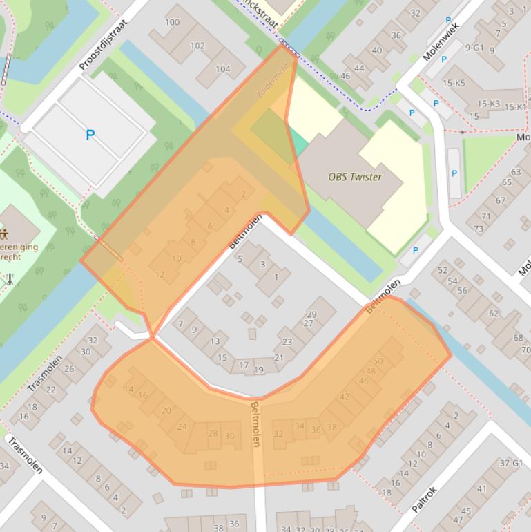 Kaart van postcodegebied 3642CB.