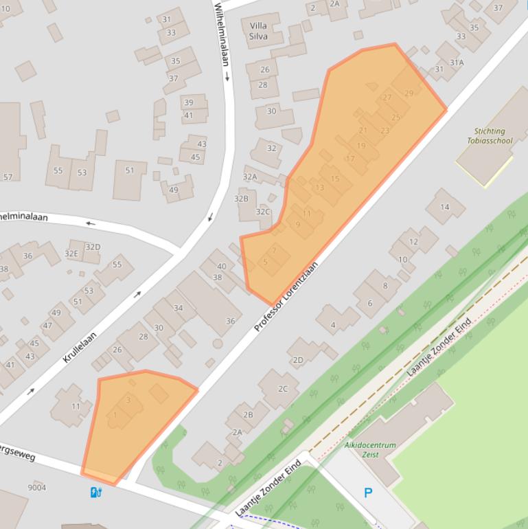 Kaart van postcodegebied 3701CA.