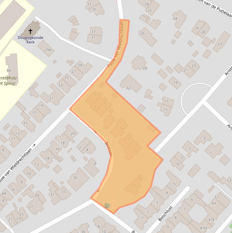 Kaart van postcodegebied 3701CH.