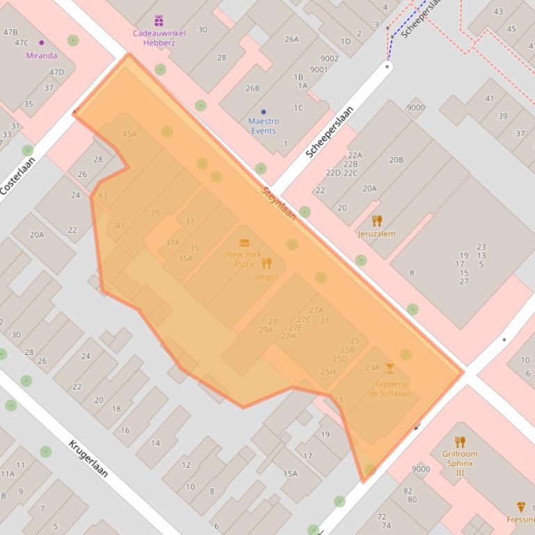 Kaart van postcodegebied 3701EB.