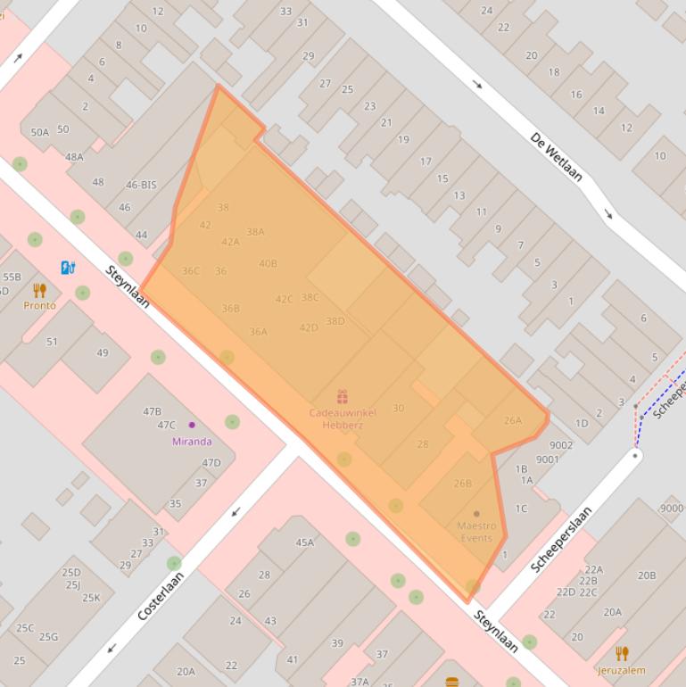 Kaart van postcodegebied 3701EG.