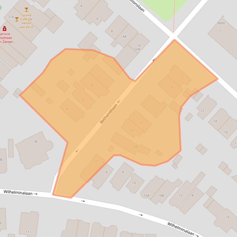 Kaart van postcodegebied 3701EK.