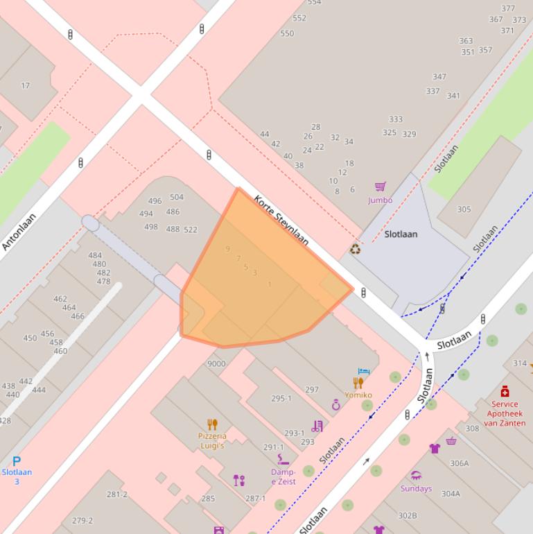 Kaart van postcodegebied 3701EW.