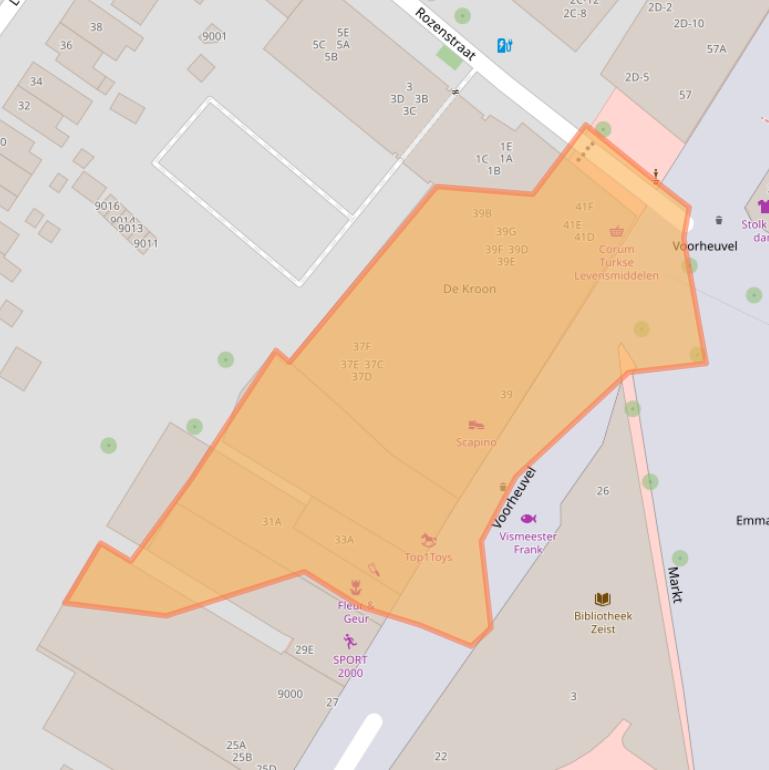 Kaart van postcodegebied 3701JB.