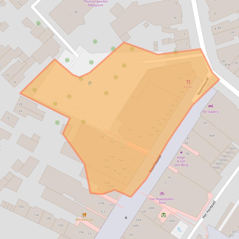 Kaart van postcodegebied 3701JD.