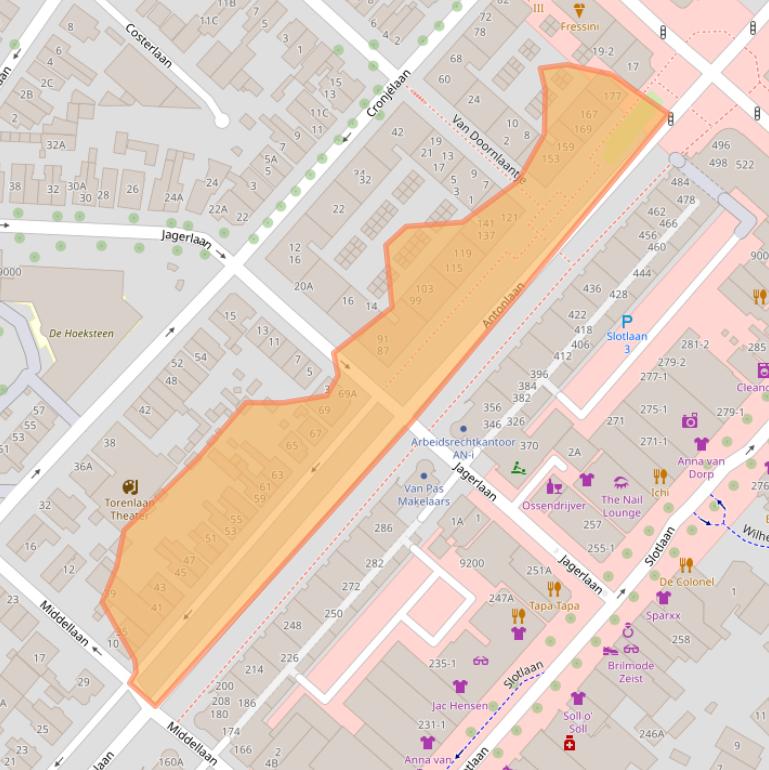 Kaart van postcodegebied 3701VD.