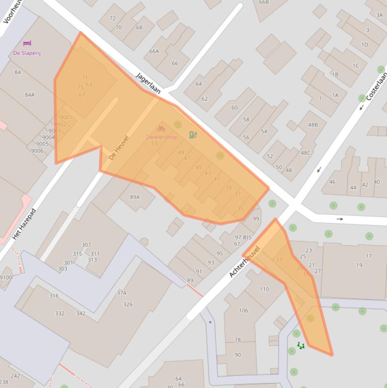 Kaart van postcodegebied 3701XH.