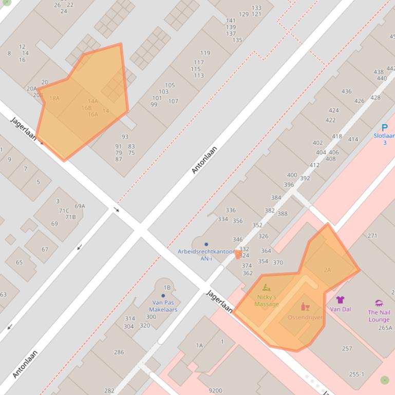 Kaart van postcodegebied 3701XJ.