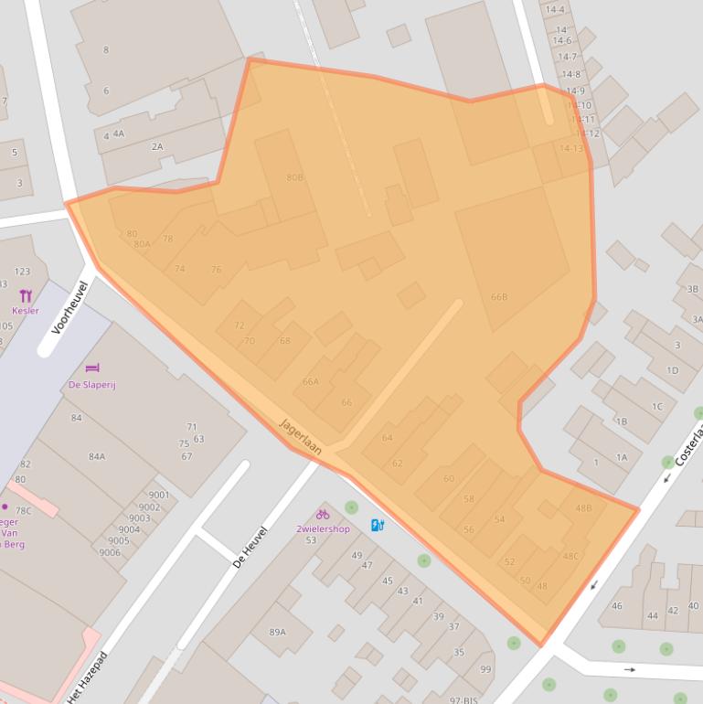 Kaart van postcodegebied 3701XL.