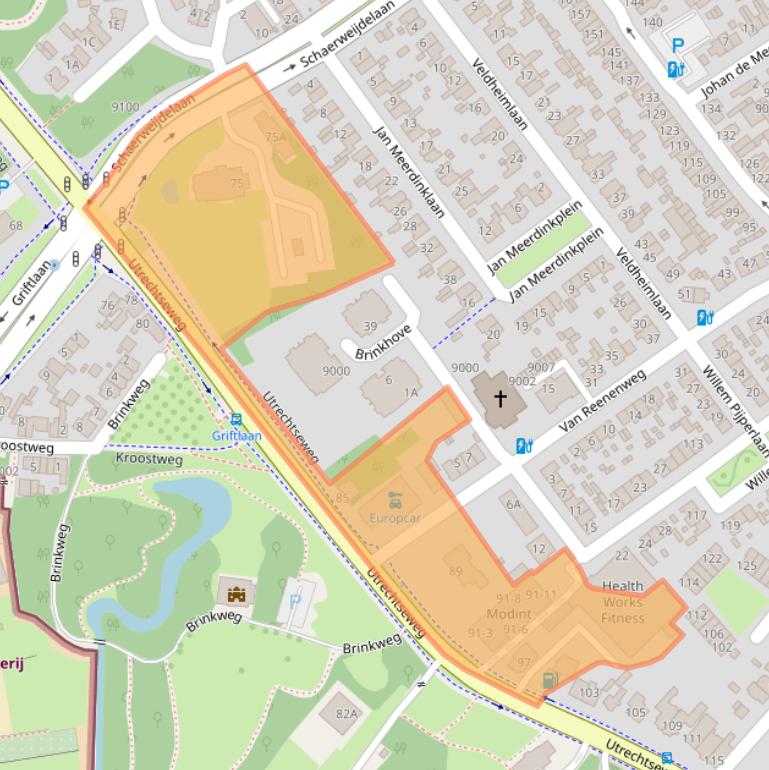 Kaart van postcodegebied 3702AA.