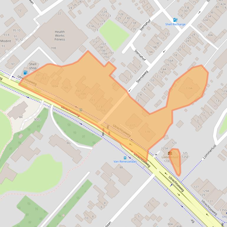 Kaart van postcodegebied 3702AB.