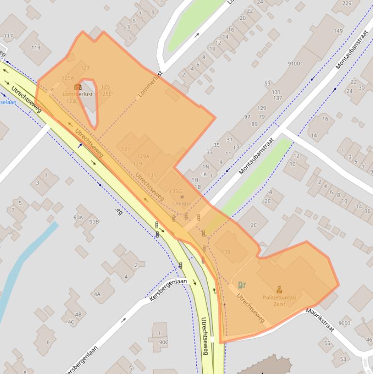 Kaart van postcodegebied 3702AC.