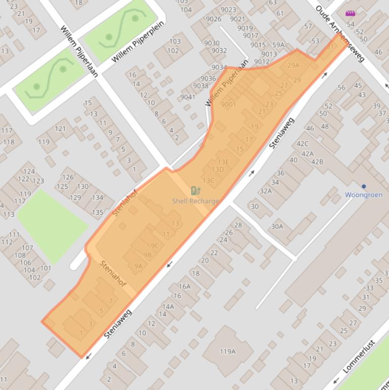 Kaart van postcodegebied 3702AE.