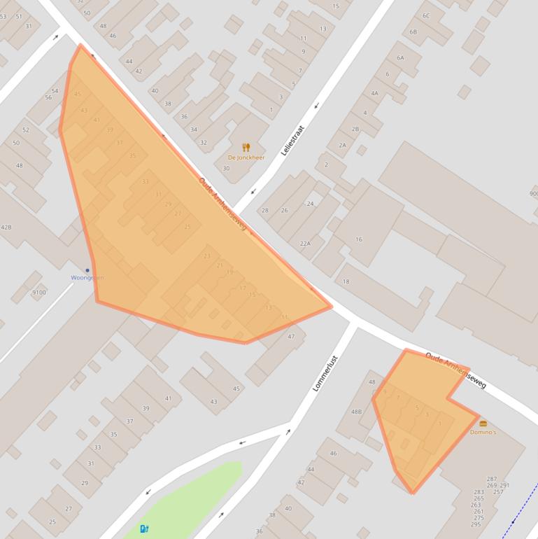 Kaart van postcodegebied 3702BA.