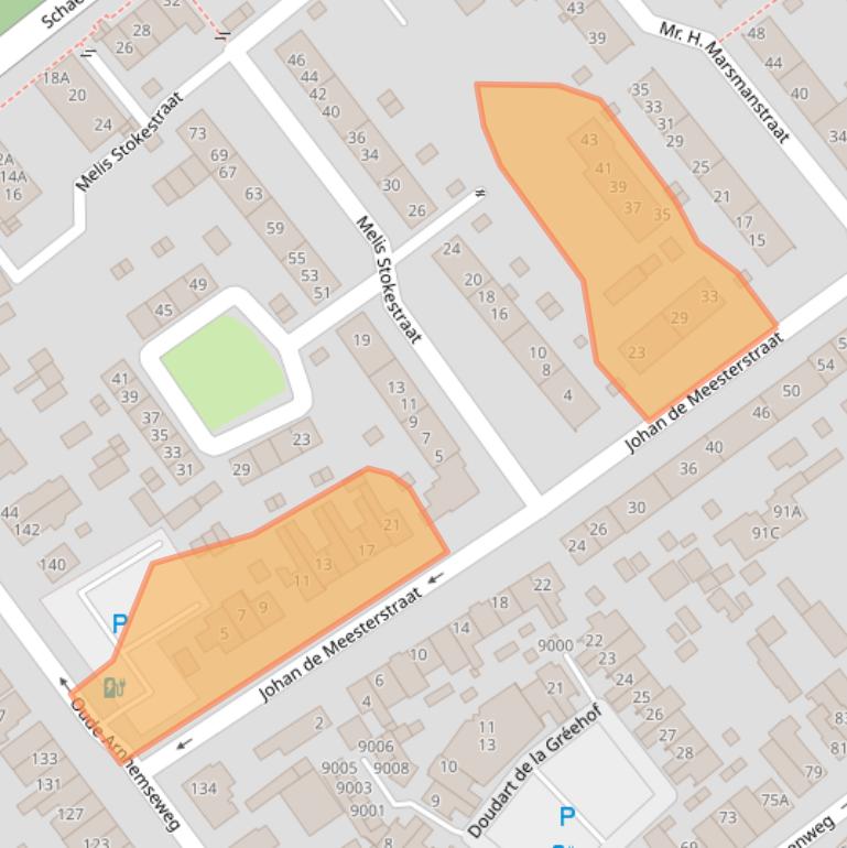 Kaart van postcodegebied 3702BW.