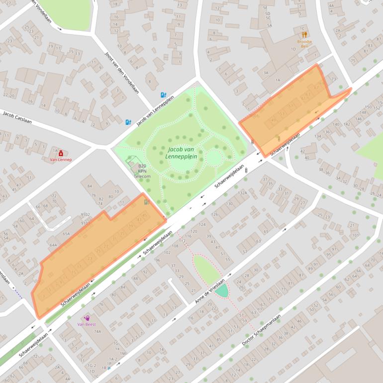 Kaart van postcodegebied 3702GA.