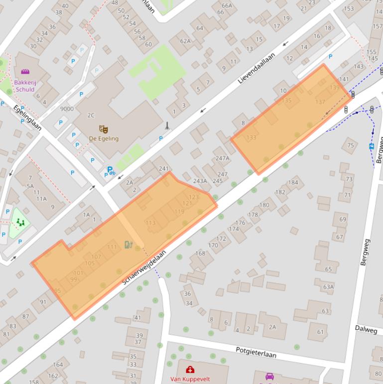 Kaart van postcodegebied 3702GC.