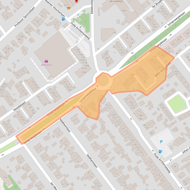 Kaart van postcodegebied 3702GJ.