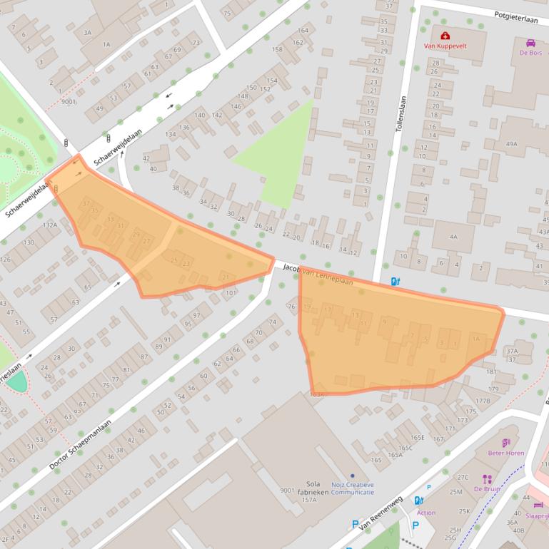 Kaart van postcodegebied 3702GP.