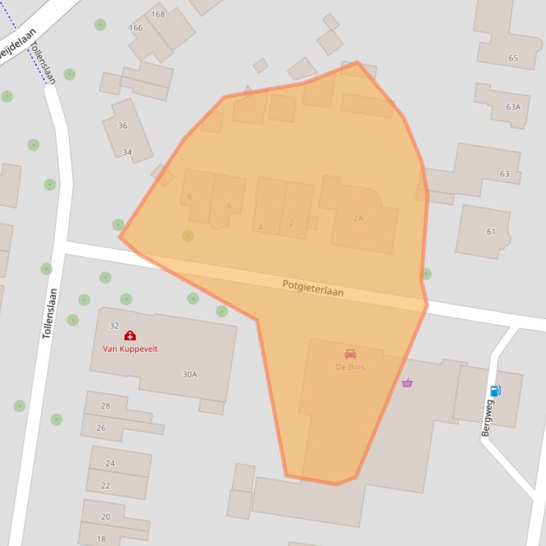 Kaart van postcodegebied 3702GS.