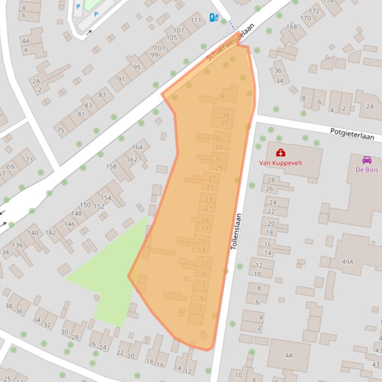 Kaart van postcodegebied 3702GT.