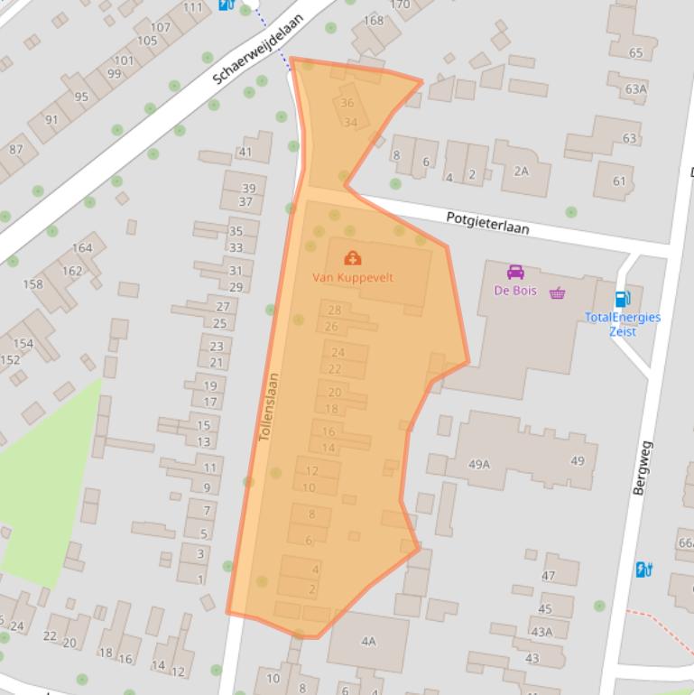 Kaart van postcodegebied 3702GV.