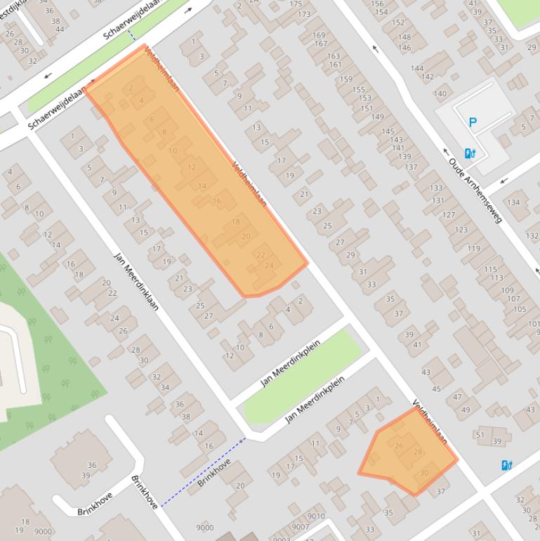 Kaart van postcodegebied 3702TC.