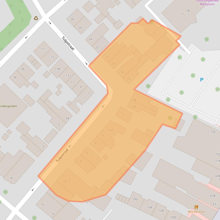 Kaart van postcodegebied 3702VB.