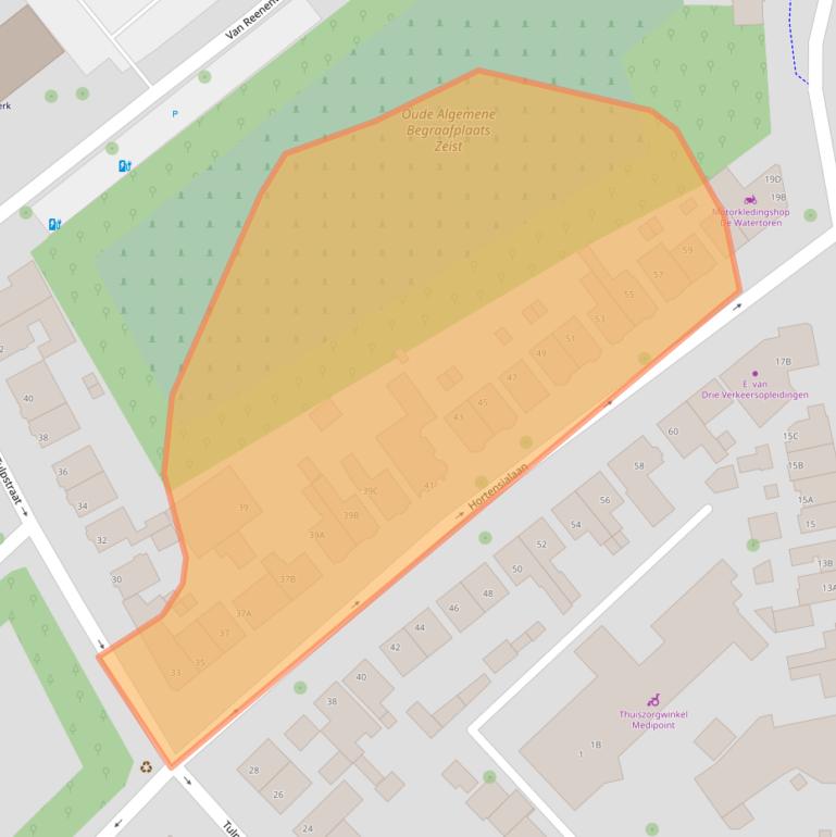 Kaart van postcodegebied 3702VE.