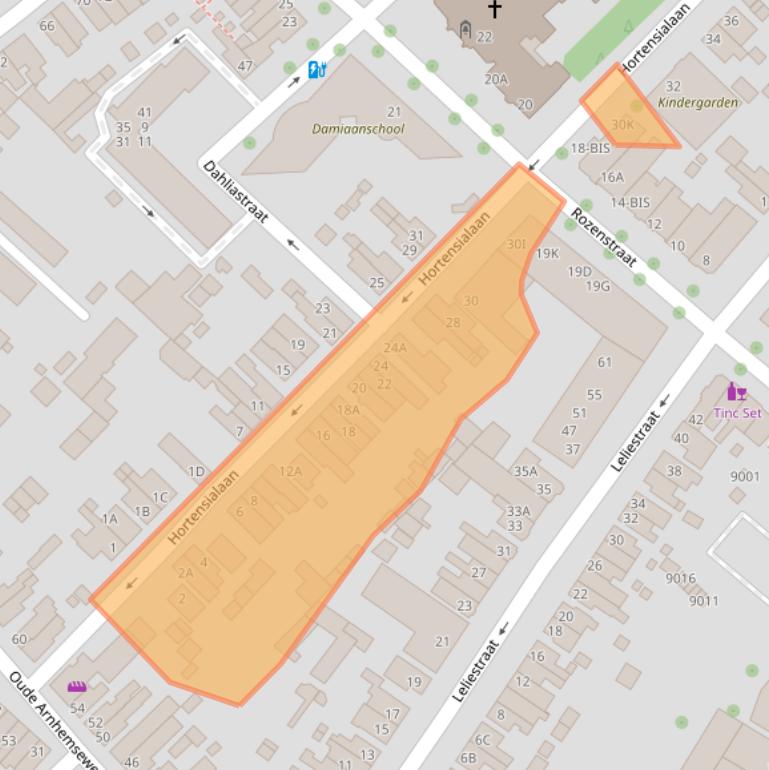 Kaart van postcodegebied 3702VG.