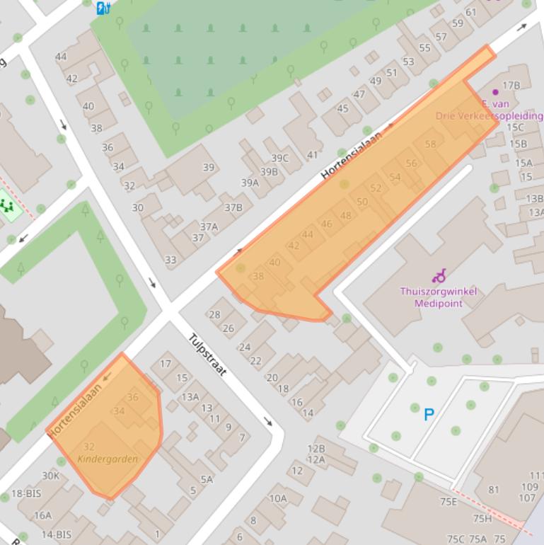 Kaart van postcodegebied 3702VH.